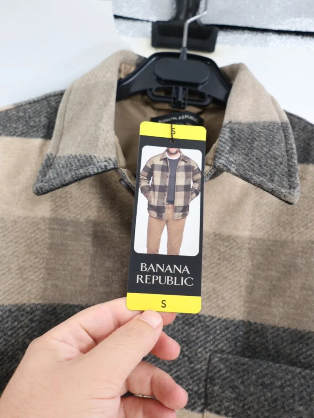 NWT Banana Republic Shirt Jacket Mens Small Long Sleeve Button Up Plaid Shacket